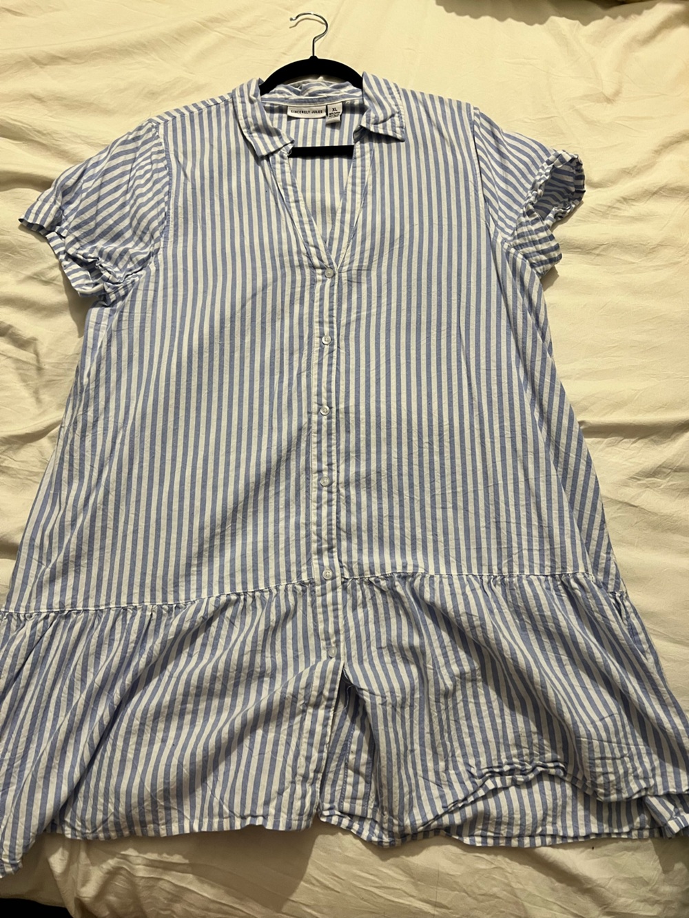 Sincerely Jules Blue and White Striped Button Dress